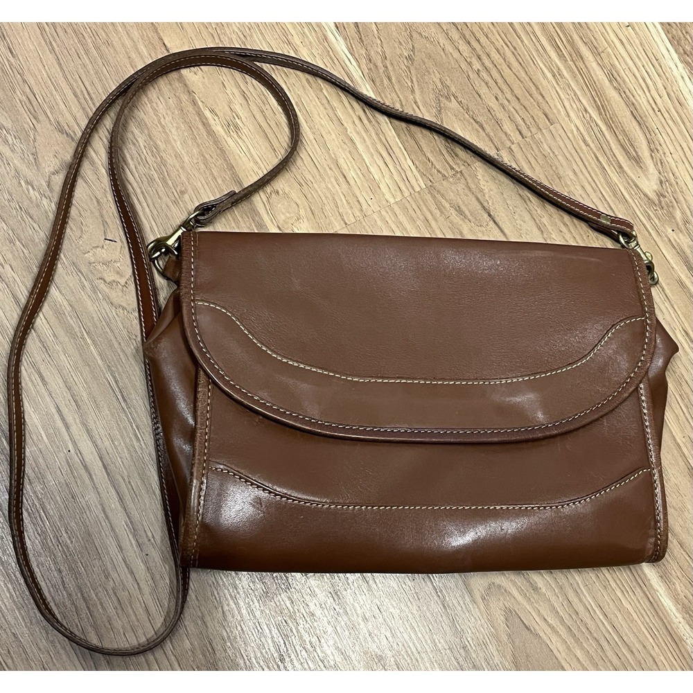 Vintage Brahmin Purse Brown Leather Shoulder Bag Crossbody Small Lightweight